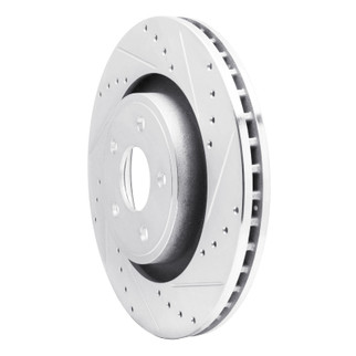 R1 06-10 Jeep Grand Cherokee Front Right Drilled & Slotted Silver Brake Rotor