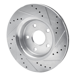 R1 05-10 Jeep Commander Front Left Drilled & Slotted Silver Brake Rotor