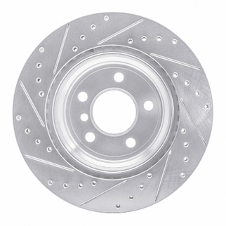 R1 07-19 BMW X6 Rear Right Drilled & Slotted Silver Brake Rotor