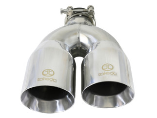 aFe Takeda 2.5in 304 Stainless Steel Clamp-on Tip Passenger Side 2.5in Inlet 4inDual - Polished