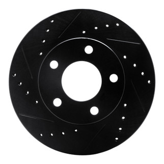 R1 75-80 Ford Granada Left Rear Drilled & Slotted Black Brake Rotor
