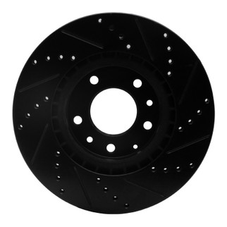 R1 04-08 Mazda RX-8 Front Left Drilled & Slotted Black Brake Rotor