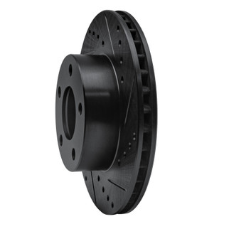 R1 75-80 Ford Granada Right Rear Drilled & Slotted Black Brake Rotor
