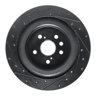 R1 2020-2025 Lexus RX450h+ Rear Right Drilled & Slotted Black Brake Rotor