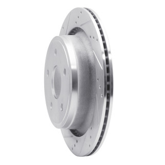 R1 02-24 Chrysler ASPEN Rear Left Drilled & Slotted Silver Brake Rotor