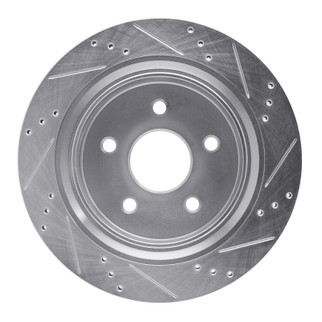 R1 02-24 Chrysler ASPEN Rear Left Drilled & Slotted Silver Brake Rotor