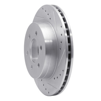 R1 97-02 Dodge Dakota 4WD Front Right Drilled & Slotted Silver Brake Rotor