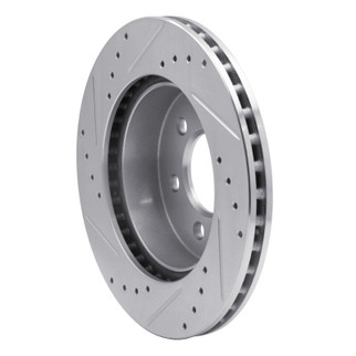 R1 97-02 Dodge Dakota 4WD Front Right Drilled & Slotted Silver Brake Rotor
