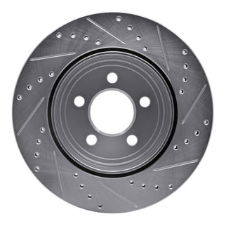 R1 05-23 Chrysler 300 Rear Left Drilled & Slotted Silver Brake Rotor