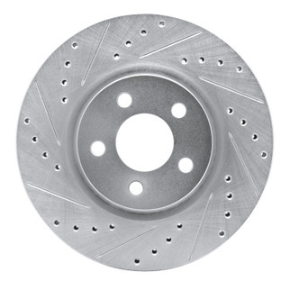 R1 03-09 Chrysler PT Cruiser Front Left Drilled & Slotted Silver Brake Rotor