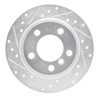 R1 11-16 Mini Cooper Paceman Rear Left Drilled & Slotted Silver Brake Rotor