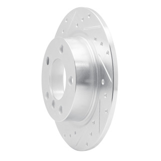 R1 11-16 Mini Cooper Paceman Rear Left Drilled & Slotted Silver Brake Rotor