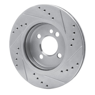 R1 02-08 Mini Cooper (Excl Clubman) Front Left Drilled & Slotted Silver Brake Rotor