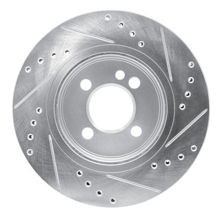 R1 02-08 Mini Cooper (Excl Clubman) Front Left Drilled & Slotted Silver Brake Rotor