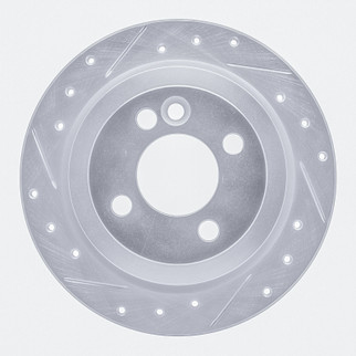 R1 02-15 Mini Cooper Clubman Rear Left Drilled & Slotted Silver Brake Rotor