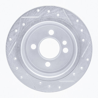 R1 02-15 Mini Cooper Clubman Rear Left Drilled & Slotted Silver Brake Rotor