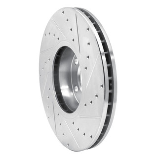 R1 07-19 BMW X5 Front Left Drilled & Slotted Silver Brake Rotor