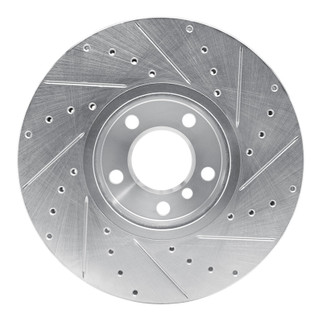 R1 07-19 BMW X5 Front Left Drilled & Slotted Silver Brake Rotor