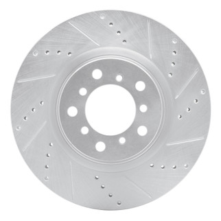 R1 01-06 BMW M3 Left Front Drilled & Slotted Silver Brake Rotor