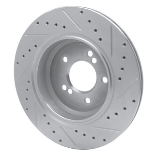 R1 00-06 BMW M5 Rear Left Drilled & Slotted Silver Brake Rotor