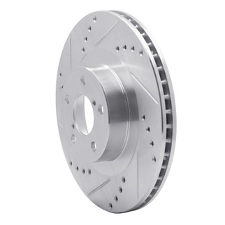 R1 01-08 Saab 9-2X Front Left Drilled & Slotted Silver Brake Rotor