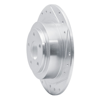 R1 00-06 Subaru Legacy Rear Right Drilled & Slotted Silver Brake Rotor