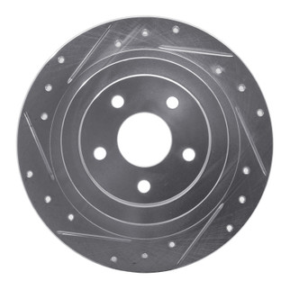 R1 00-06 Subaru Outback Rear Left Drilled & Slotted Silver Brake Rotor