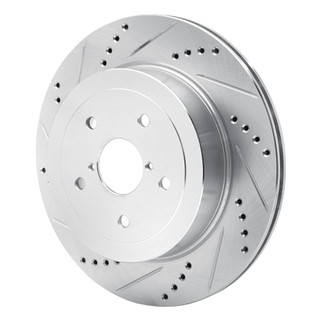 R1 05-07 Subaru Impreza Rear Left Drilled & Slotted Silver Brake Rotor