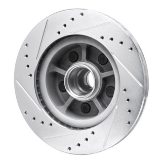 R1 1968-1973 Ford Country SQUIRE Front Right Drilled & Slotted Silver Brake Rotor