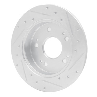 R1 06-15 Honda Civic Si Rear Left Drilled & Slotted Silver Brake Rotor