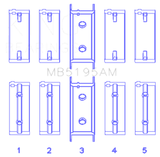 King Engine Bearings Mitsubishi G25B/4G54/4G53 (Size +0.25mm) Main Bearing Set