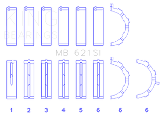 King Engine Bearings Ford 415 (Size +0.75mm) Main Bearing Set