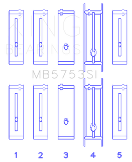 King Engine Bearings Chevrolet/Isuzu Ohv Ln2 Fl O/S 010 (Size +0.50mm) Main Bearing Set