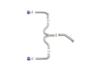 aFe Takeda 20-21 Kia Forte GT 1.6L (t) 3in to 2.5in SS Axle-Back Exhaust System w/ Blue Flame Tips