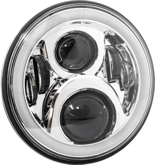 7" Led Headlight Full Halo Chr W/ Mnt Adapter