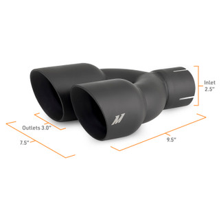 Mishimoto Dual Offset Tips 2.5in Inlet 3in Outlet Slash Cut - Black