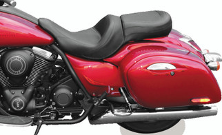 Mustang 82-03 Harley Sportster Wide Touring Solo Seat w/Driver Backrest Studs - Black