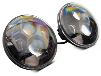 Raxiom 07-18 Jeep Wrangler JK 7-In LED Headlights- Black Housing (Clear Lens)