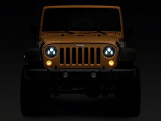 Raxiom 07-18 Jeep Wrangler JK 7-In LED Headlights- Black Housing (Clear Lens)