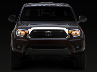 Raxiom 12-15 Toyota Tacoma Axial Series Headlights w/ LED Bar- Black Housing (Clear Lens)