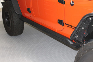 Fishbone Offroad 07-18 Jeep Wrangler JK 4 Door Rubicon Steel Rock Slider - Black Textured Powdercoat