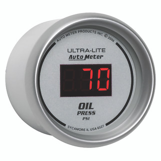 Autometer Ultra-Lite 2-1/16in 100PSI Silver Dial Digital Oil Pressure Gauge w/ Red LED