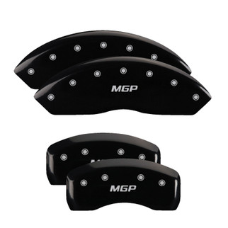 MGP 4 Caliper Covers Engraved Front & Rear MGP Black Finish Silver Char 2017 Toyota Corolla IM