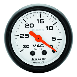 Autometer Phantom 52mm 30 in. HG. Mechanical Vacuum Gauge
