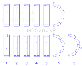 King Engine Bearings Ford Prod. V8 4.6L/5.4L (Size STDX) Performance Main Bearing Set