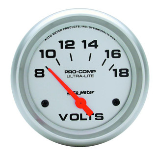 Autometer Ultra-Lite 66.7mm Short Sweep Electric 8-18 Volts Voltmeter