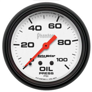 Autometer Phantom 66.7mm 0-100 PSI Mechanical Oil Pressure Gauge
