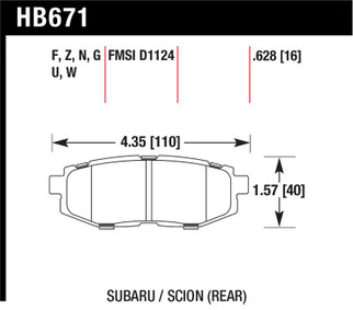 Hawk 11+ Subaru Legacy GT Performance Ceramic Rear Street Brake Pads