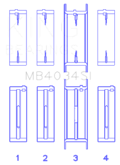 King Engine Bearings Ford 232 (Size +0.50mm) Main Bearing Set