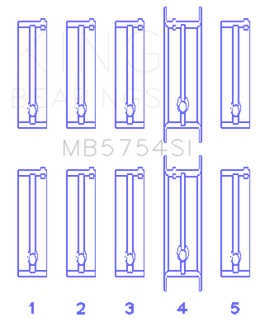 King Engine Bearings Chevrolet 121Ci/Ln2 134Ci Fl O/S 010 (Size +0.50mm) Main Bearing Set